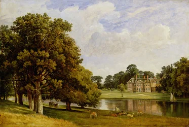 Ciervos pastando junto al lago, Chilston Park, Kent